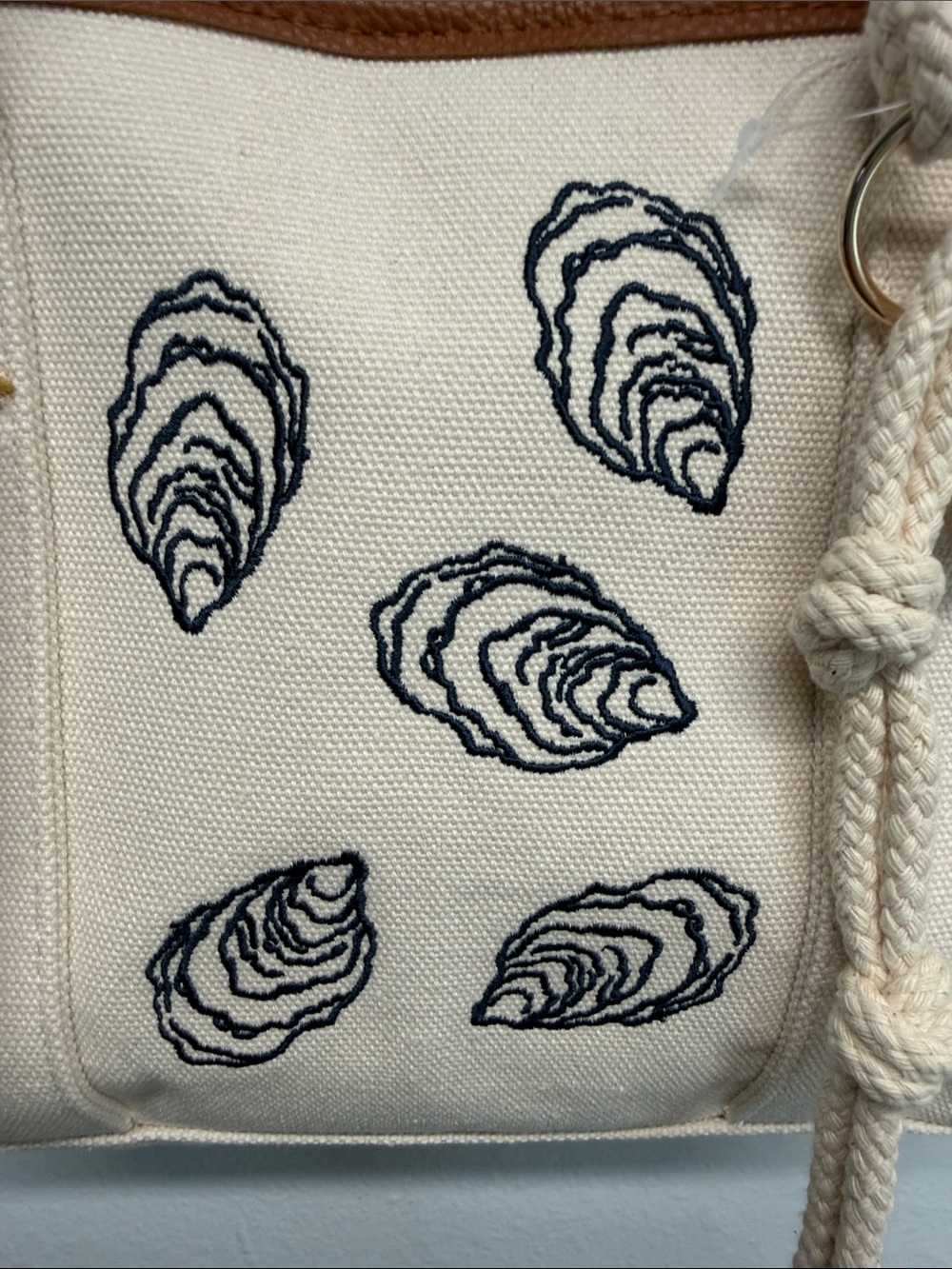House of Harlow 1960 | Canvas Navy Oyster Embroidery w/ Crossbody & Charms 🦪🌊 - Picture 4 of 13